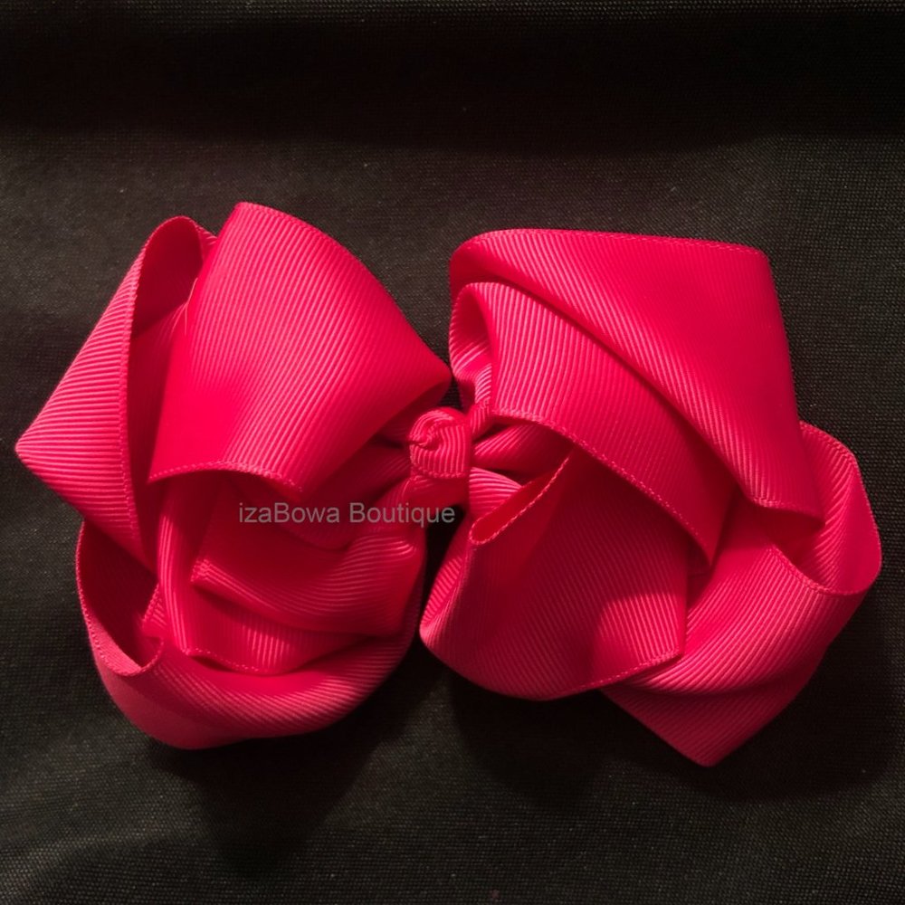 Shocking Pink 6" Double Stacked Boutique Bows   (2) Handmade NWT Boutique